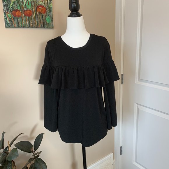 Inwear Black Top, Ruffle,Small - Picture 1 of 6